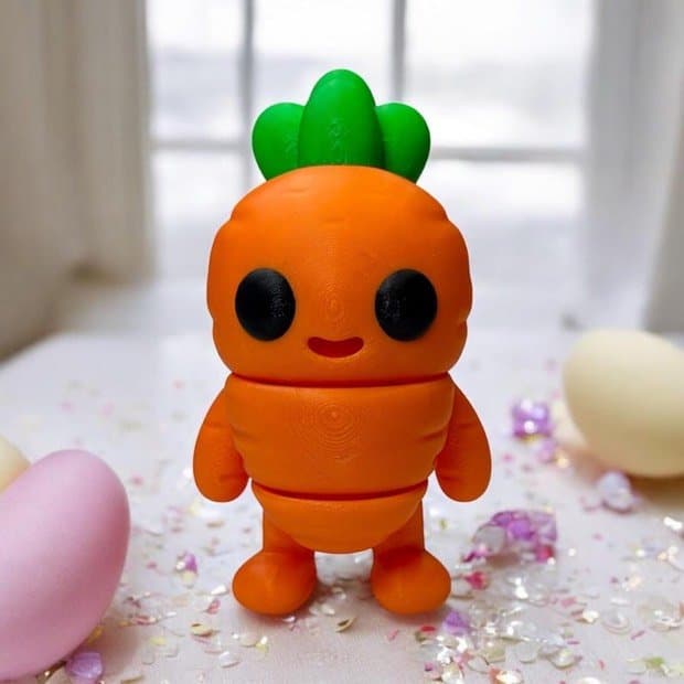 3D Printed Flexi Carrot Toy - Easter Basket Stuffer, Fidget Desk Buddy